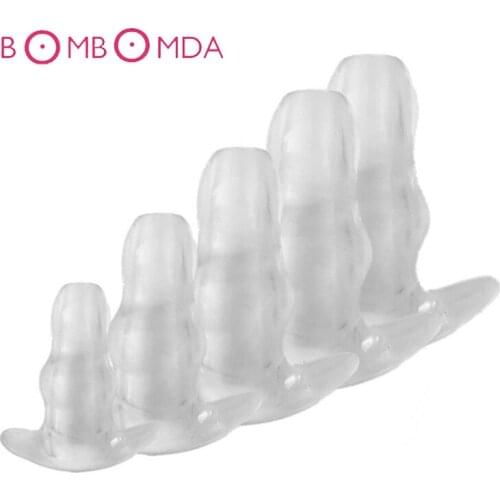 Soft Silicone Hollow Anal Plug Penis Butt Enema Adults Products Prostate Massager Erotic Sex Toys Masturbator for Women Men Gay