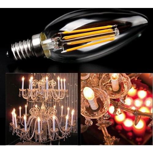 New Design Dimmable 2W 4W 6W E14 220V 240V/110V AC E14 LED Filament Candle Bulbs CRI 90 360 Degree Shipping