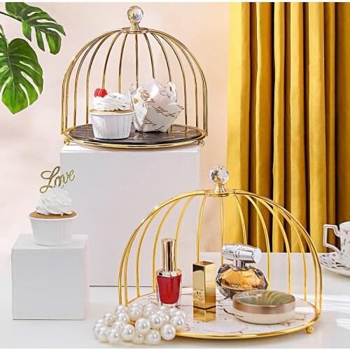 European-style Luxury Stainless Steel Bird Cage Rack Desktop Pastry Display Stand Dessert Cake Tray Holiday Party Decoration New