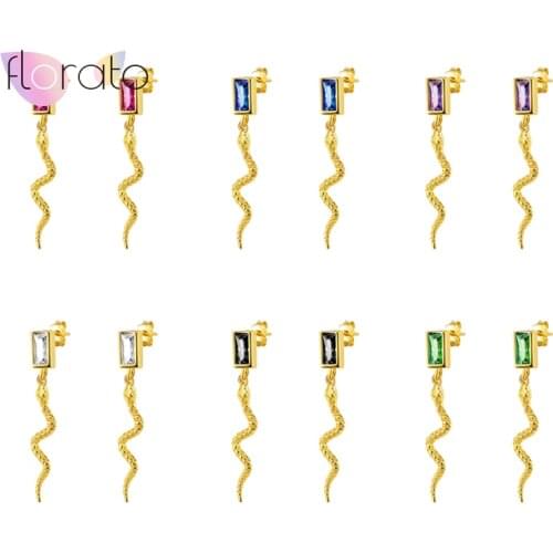 925 Sterling Silver Ear Needle Zircon Snake Stud Earrings For Women Fashion Jewelry Crystal Animal Earrings Tiny Snake Earrings