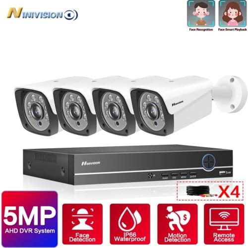 4CH CCTV HDMI DVR 4PCS 1080P 5MP AHD Camera Kit Outdoor Weatherproof Home Security System Video Surveillance Kit HD Lens Set