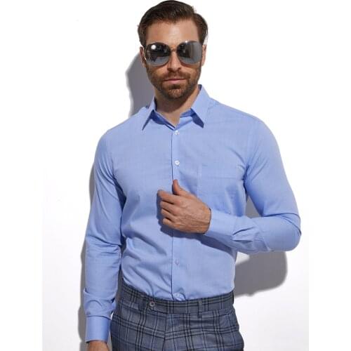 Chemises Sur Mesure de Qualite Custom Made Men Dress Shirts Long Sleeve Light Blue Summer Shirt Men Tailored Shirt Office Shirts