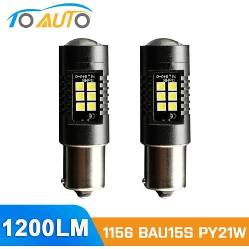 2pcs PY21W LED 1156 BAU15S Led Bulb 21SMD Car Brake Turn Signal Reverse Lights White Red Yellow Amber Automobiles Lamp 12V