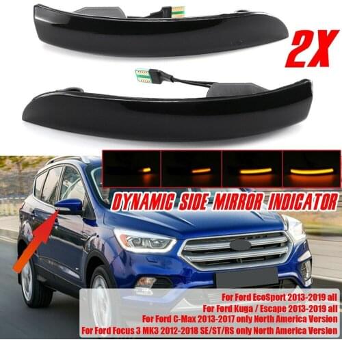 LED Dynamic Side Mirror Light Repeater Sequential Turn Signal Blinker Lamp Indicator For Ford Kuga Escape EcoSport C-Max Focus