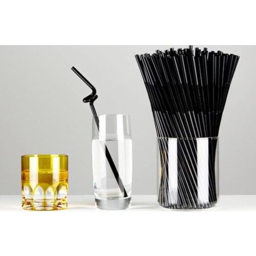 100pcs/lot Black Theme Straws Happy Birthday Wedding Decor Event Party Supplies Environmental Drinking Straws New