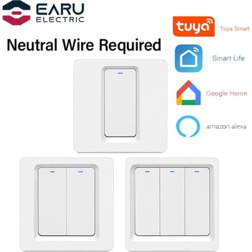 EU Standard Smart Switch Neutral Wire Required 1/2/3Gang 86 Wall Panel Wireless Wall Light Switch AC 100-240V Push Button Switch