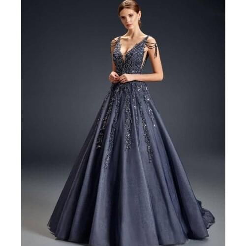 Evening Dress 2021 Luxury Sexy ball Gowns Lace Appliques Gorgeous Sweep Train Women party Formal gowns Sleeveless Custom Made