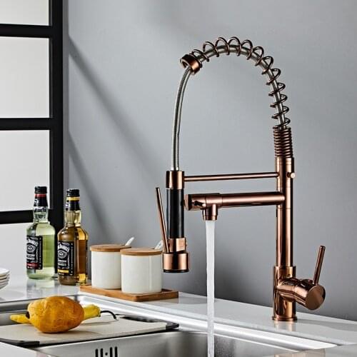 Tuqiu Pull out Kitchen faucet Rose Gold kitchen sink Mixer tap kitchen faucet vanity water tap Rotating faucet sink faucet