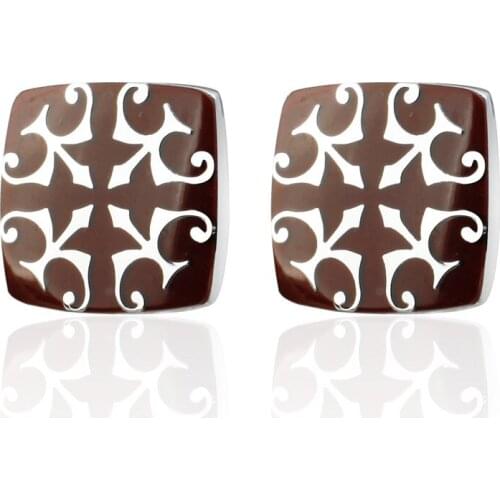 C-MAN Luxury shirt red flower Enamel cufflink for mens Brand cuff buttons cuff links High Quality abotoaduras Jewelry