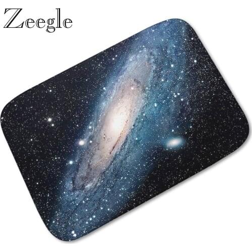Zeegle Cosmic Printed Doormat Flannel Home Decoration Non-slip Floor Mat Soft Hallway Carpet And Absorbent Rug