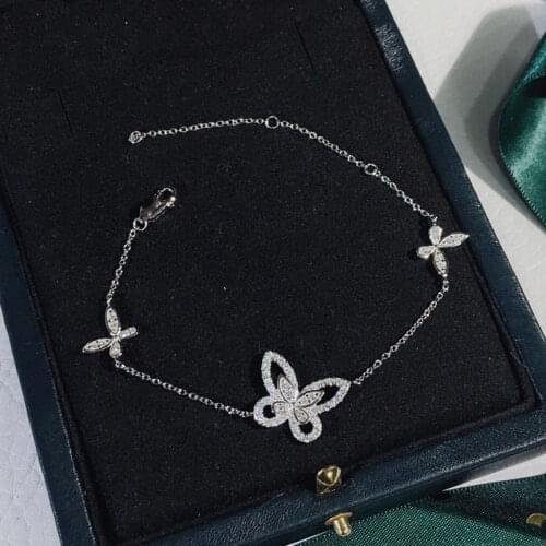New 2022 Sweet Brilliant Temperament Lady Hollow Out Butterfly Bracelet Women Fashion Brand Jewelry Party Gift S925 Silver