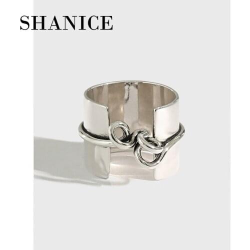 SHANICE S925 Sterling Silver Ring ins cold wind retro do the old smooth knot For Fashion Women Party Elegant OL Fine Jewelry