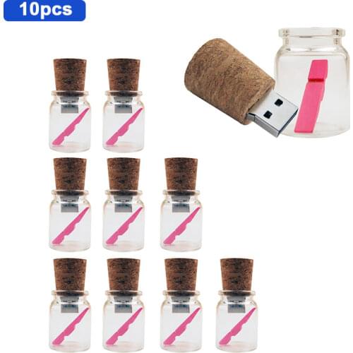 10pcs free logo USB 2.0 Glass drift bottle with Cork USB Flash Drive glass bottle pendrive 4GB 8GB 16GB 32GB wedding gift
