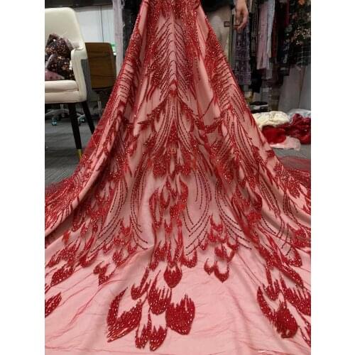 African 3D Beaded Lace Fabrics 2021 High Quality Lace Nigerian Lace Fabrics Handmade French Lace Fabric For Dress YF12