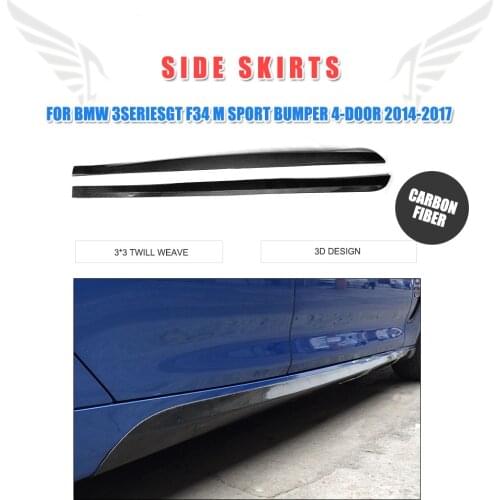Carbon fiber Auto side skirts Aprons kit for BMW 3 Series GT F34 M Sport Bumper 4-Door 2014-2017 Car Styling