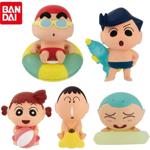 Bandai Genuine Gashapon Crayon Shin-chan Swimming Modeling Dolls Shinnosuke Nohara Toru Kazama Shinnosuke Action Figure Toys
