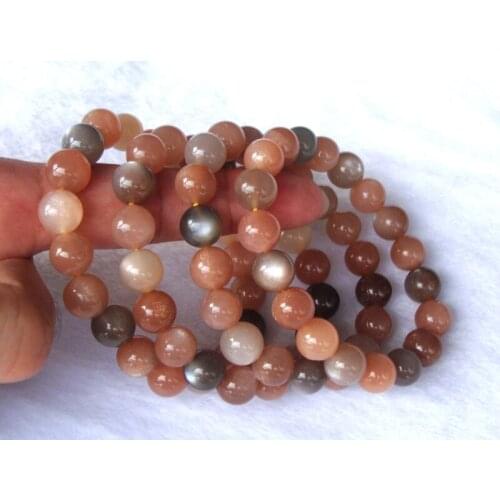 Free Shipping Natural Moonstone Round 10mm, 8mm Beads Bracelet Women Jewelry