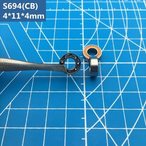 Free Shipping 2PCS ABEC-7 S694 2RS CB 4*11*4 mm Hybrid Ceramic Stainless Steel Fishing Vessel Ball Bearing S694-2RS