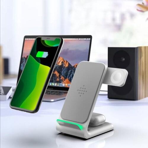 3 In 1 Qi Wireless Charging Stand 15W Fast Wireless Charger Foldable For IPhone 12 Pro Apple Watch Airpods Pro For IPhone 12 11