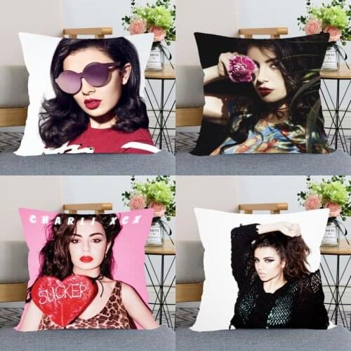 Charli xcx Pillow Case Modern Home Decorative Silk Fabric Pillowcase 40X40cm(one sides) For Living Room Pillow Cover 0511