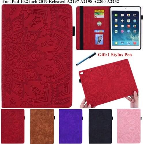 Cute 3D Flower Embossed Case for iPad 7 10.2 10 2 2019 A2197 A2198 PU Leather Shockproof Cover for iPad 10.2 7 Generation Case