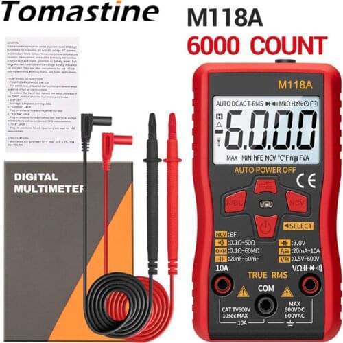 M118A Digital Multimeter Tester Auto Mmultimetro True Rms Tranistor Meter with NCV Data Hold 6000counts Flashlight