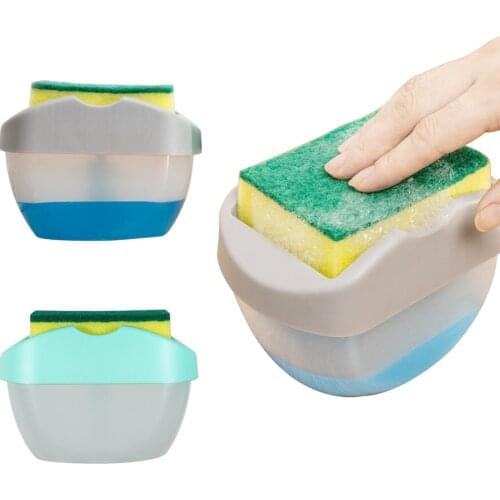 Bowl Shape Soap Dispenser with Sponge Holder Kitchen Cleaning Liquid Dispenser 400ml Liquid Dispenser Kitchen Accessories