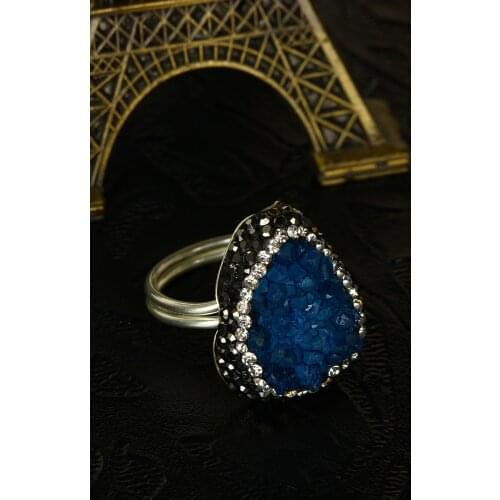 Dr Stone Natural Stone WOMEN QUARTZ Ring brass above Micron silver plated 121 AR58