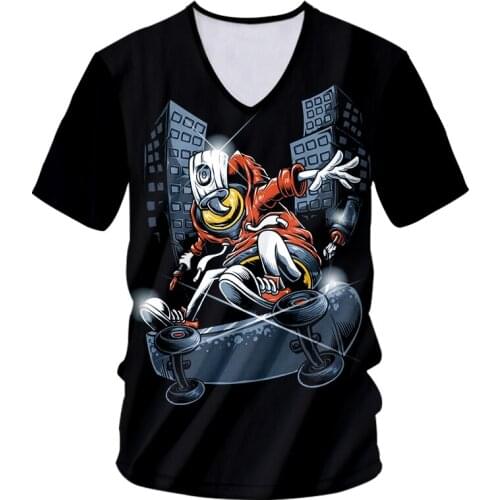 IFPD EU Size Mens V Neck Tshirts New Cool Print Graffiti Spray Paint 3D Tshirt Casual Man Fitness Oversized T Shirt Wholesale