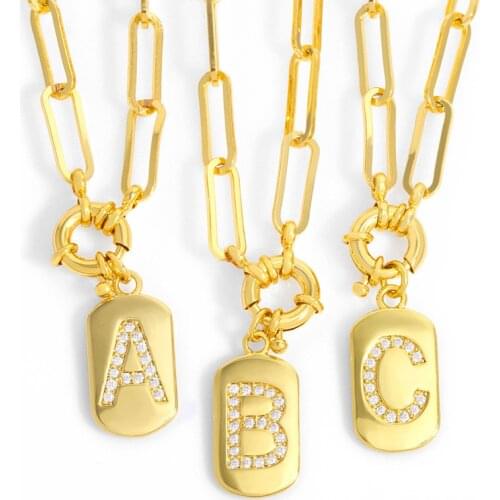 KEJIALAI Gold Initial Letter Necklace Alphabet Polished A-Z 26 Letter Pendant Necklace For Women Men CZ DIY Minimalist Jewelry