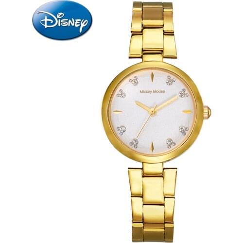 Disney Quartz-watch Stainless Watch Women Mockey Modern New Fashion Gift Clock Silver Rose Gold Tone Charming Montre MK-11022