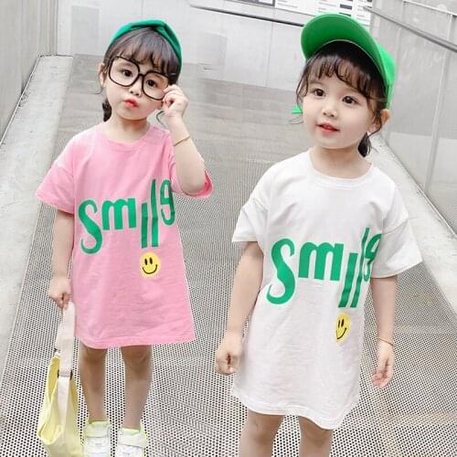 Summer Baby Girl Dress Casual Letter Printed Short Sleeve Dress for Girl Kids Clothing 1 2 3 4 5 Years Toddler Girl Dresses 2020