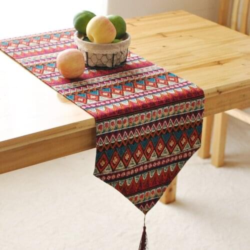 Southeast Asian Style Printed Linen Cotton Christmas Tablecloth Vintage Wedding Christmas Decorations Runner for Home Table