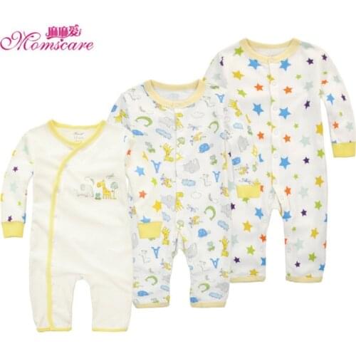Moms Care Baby Printed Bodysuits 3 peices / Lot 100% Cotton Long Sleeve Baby Spring Autumn Winter Bodysuits Boys Girls Clothes