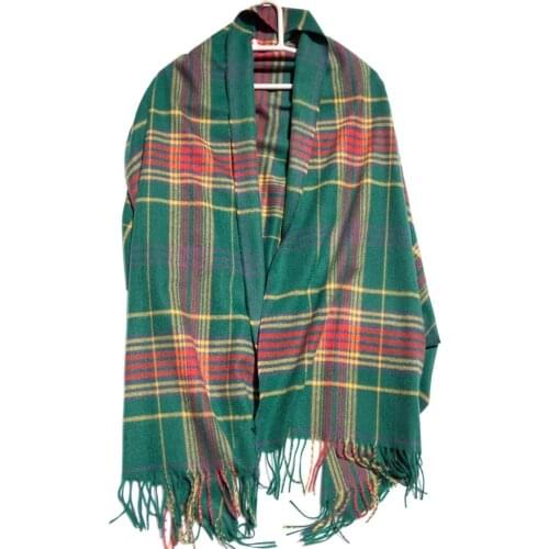 Fashion Cashmere like Viscose Shawl Plaid Scarf Brushed Wrap Tartan Warm Large Fashion Check Green Thick Autumn Winter Fringe