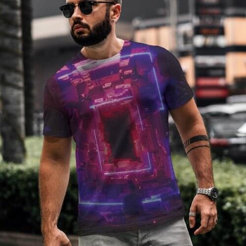 2021 Hot Tech World Punk Retro Mens 3d Printed T-shirt Trend Casual Street Style Mens Short Sleeve Top Xxs-6xl