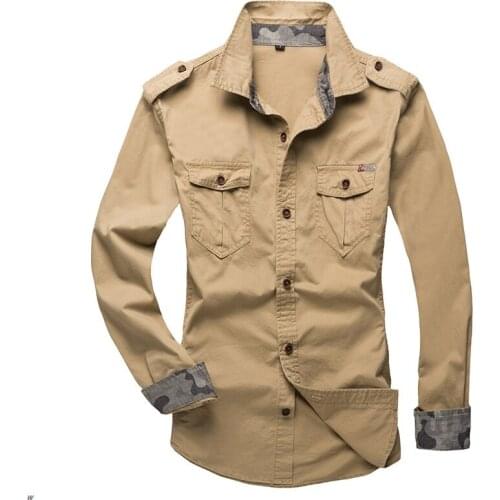 Wholesale Outdoor Army leisure mens long sleeve cotton uniform cargo hiking pocket tooling camouflage Military shirt men