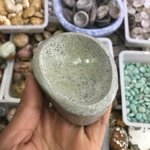 Natural Dinosaur Bone Fossil Ashtray Ornament Polychrome Stone