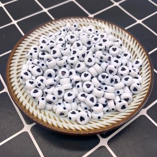 New 100pcs /lot 6mm Acrylic Spaced Beads Round Shape Love Heart For DIY Jewelry Making Handmade Bracelet#08