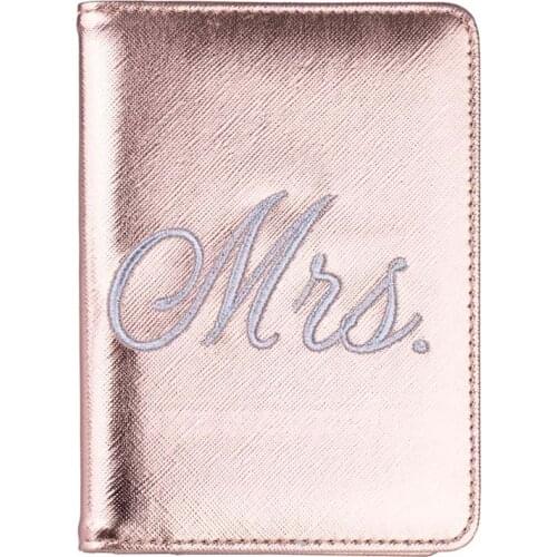 New RFID Mr&Mrs embroidery Passport Covers Wallet Unisex Leather Credit Card Holder Travel Passport Protection Case