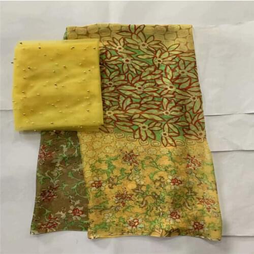 New Style Hot Selling High Quality African 100% Silk Chiffon Fabric Floral Pattern Silk Fabric For Lady Dress! LXF41515