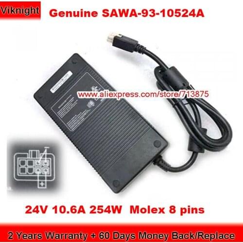Genuine SAWA-93-10524A AC Adapter 24V 10.6A for Zebra 254W Charger with Molex 8 Pins Power Supply