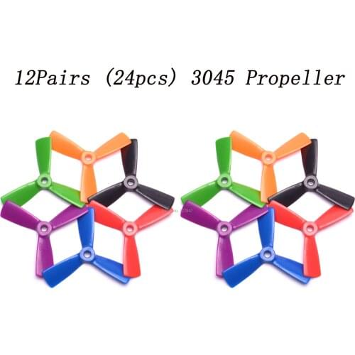 12 Pairs 3045 (6 color ) 3 blades Leaf Blade Prop Propeller CW /CCW for FPV Mini 130mm Quadcopter ZMR210 QAV250