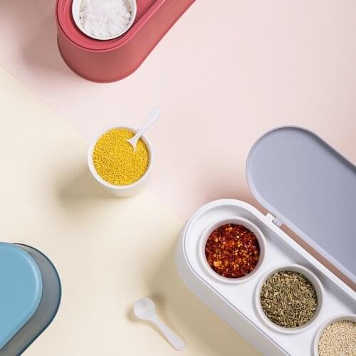 Seasoning Jar Set Household Kitchen Salt Sugar Monosodium Glutamate Spice Box Combination Kitchen Organizer Tool Spice Container