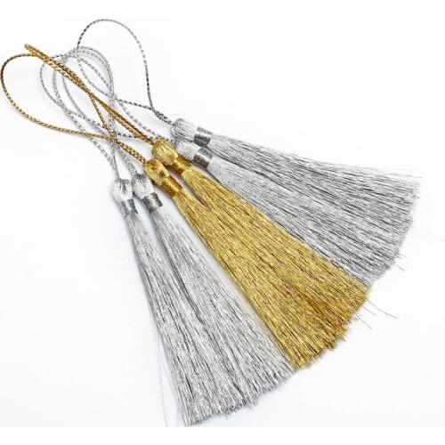 50pcs 120mm Gold/Silver Cotton Tassels Silk Earrings Charm Pendant Satin Tassels For DIY Jewelry Making Findings Components B
