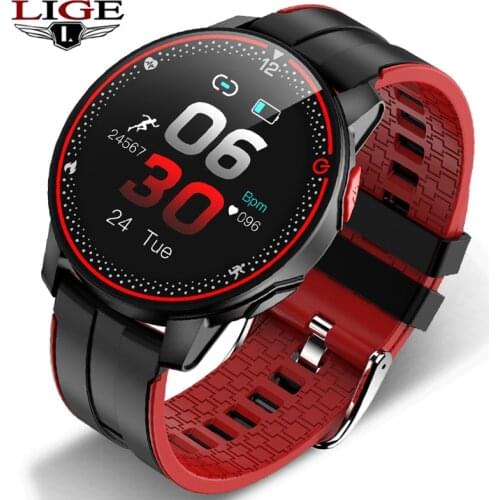 LIGE New IP68 Waterproof Smart Watch Men Women Supports Multiple Languages For Android IOS Phon Full Touch Screen Smartwatch+Box