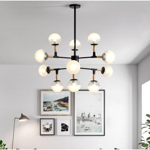 Creative personality glass ball magic bean molecular lamp Simple modern Nordic bedroom dining room LED chandelier