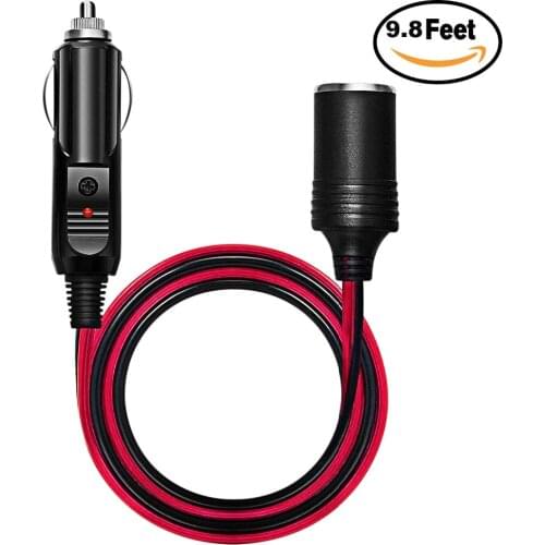 WHDZ Universal car styling 12V 24V 10A Car Accessory 3M Cigarette Lighter Socket Extension Cord Cable