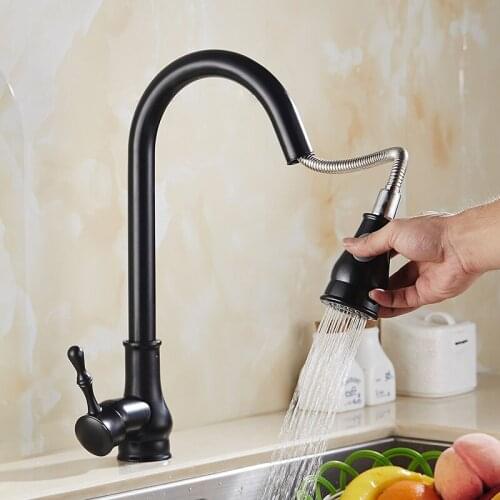 Newly Arrived Pull Out Kitchen Faucet Gold/Chrome/nickel/black Sink Mixer Tap 360 degree swival kitchen mixer taps Kitchen Tap