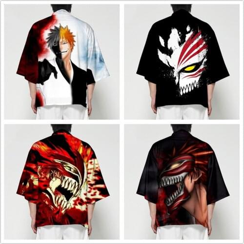 BLEACH 3D Japanese Kimono Haori Yukata Cosplay Fashion Summer Casual men womens Short Sleeve Streetwear Cardigan Shirt tops